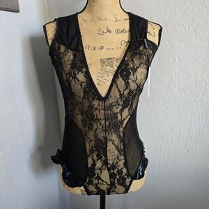 NWT Nora Twips Black Lace Bodysuit/Nightwear Size M